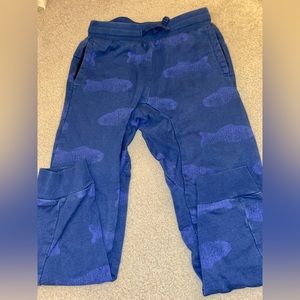 Thick Tea joggers with subtle fish print